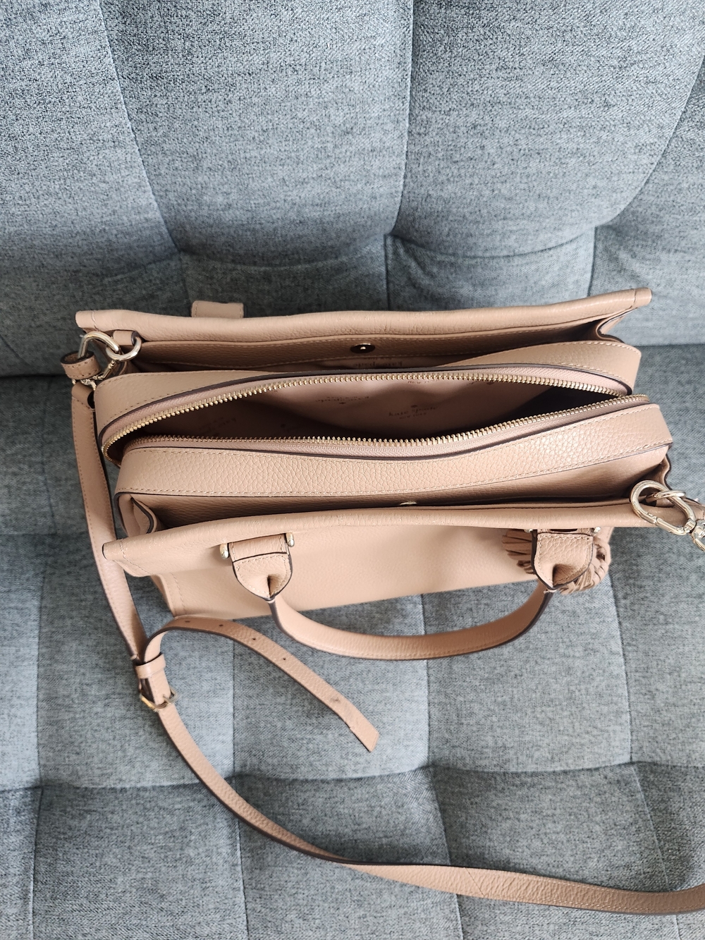 Kate Spade Pebbled Leather Satchel in Blush Tan - Picture 14 of 16